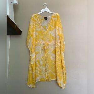 Yellow Palm Tree Design Swim Suit Coverup - One Size